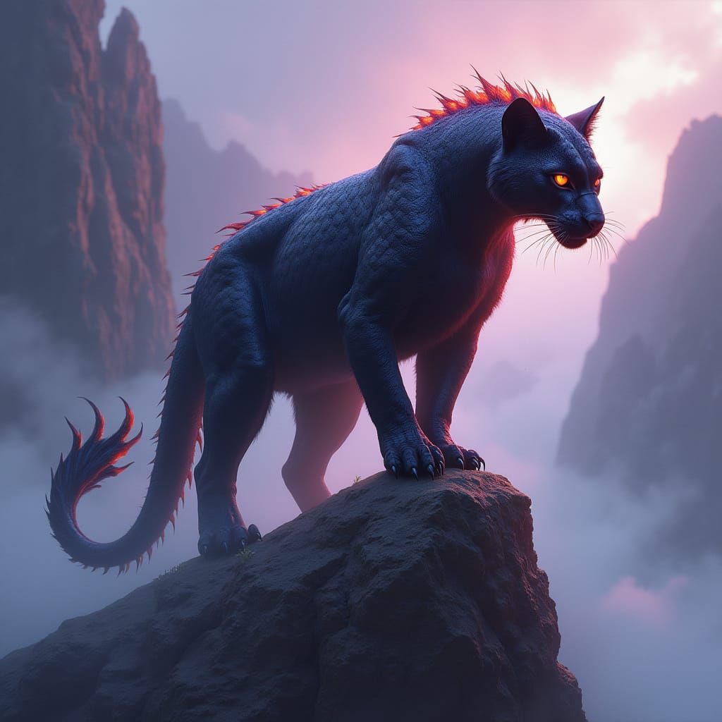 Black Panther Dragon Hybrid on Mountain Peak