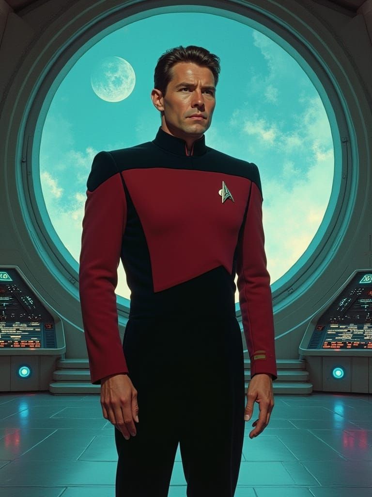 Starfleet Officer on Deep Space Nine Command Deck