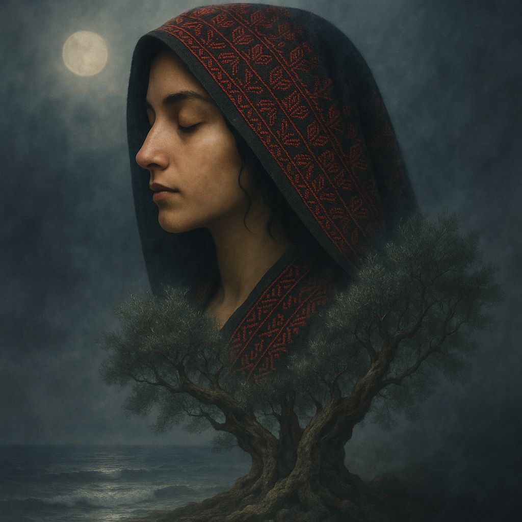 Palestinian Woman in Double Exposure Digital Art