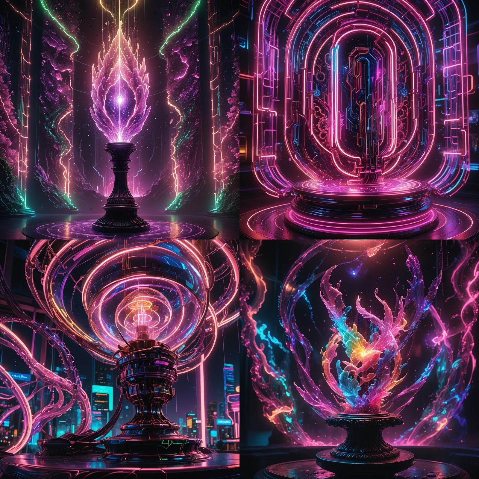 Intricate 3D Neon Lamp NFT Masterpiece