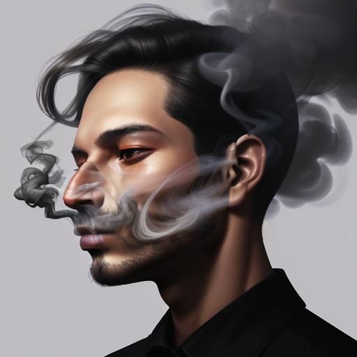 smoke, face, smoky vapour, digital art