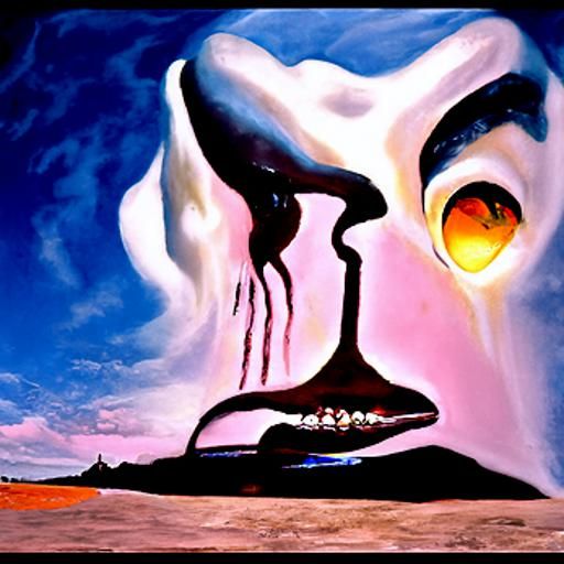 Surreal Melting Figure in Dali-esque Landscape