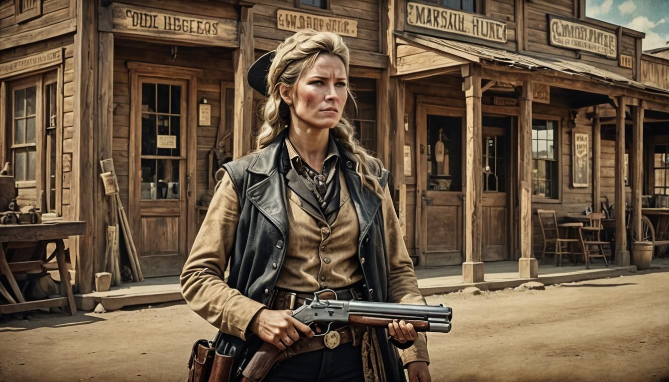 Calamity Jane, Bounty Hunter in Old West Saloon