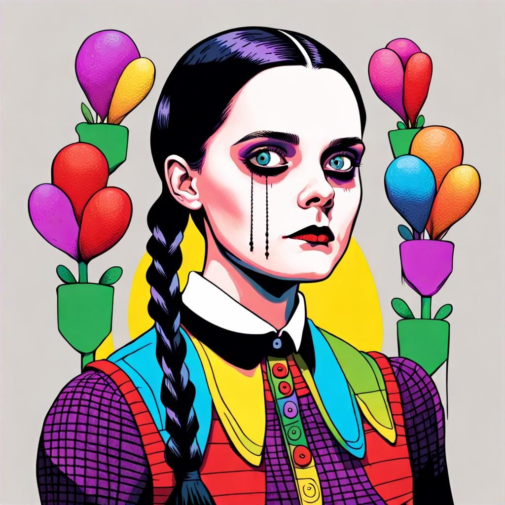 Wednesday Addams in Colorful Gown