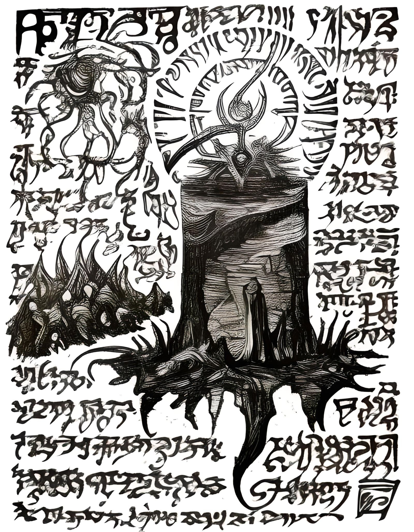 Giant Liquid Entity Amidst Fiery Cosmic Storm