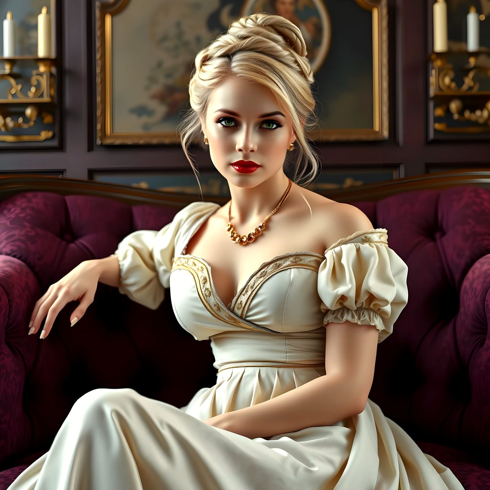 Regency Era Goddess in Velvet and Silk