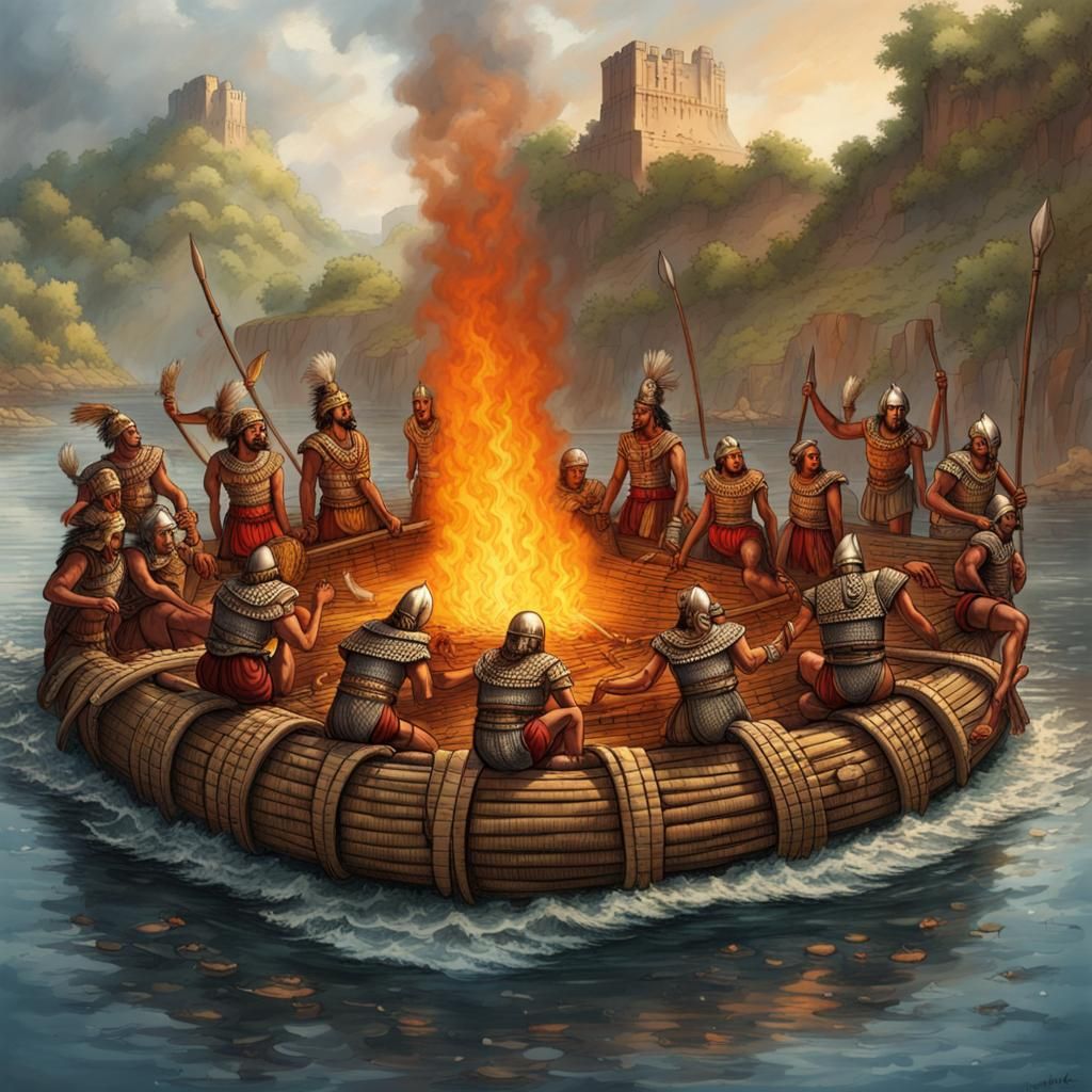 Aztec Fire Raft in Medieval Setting