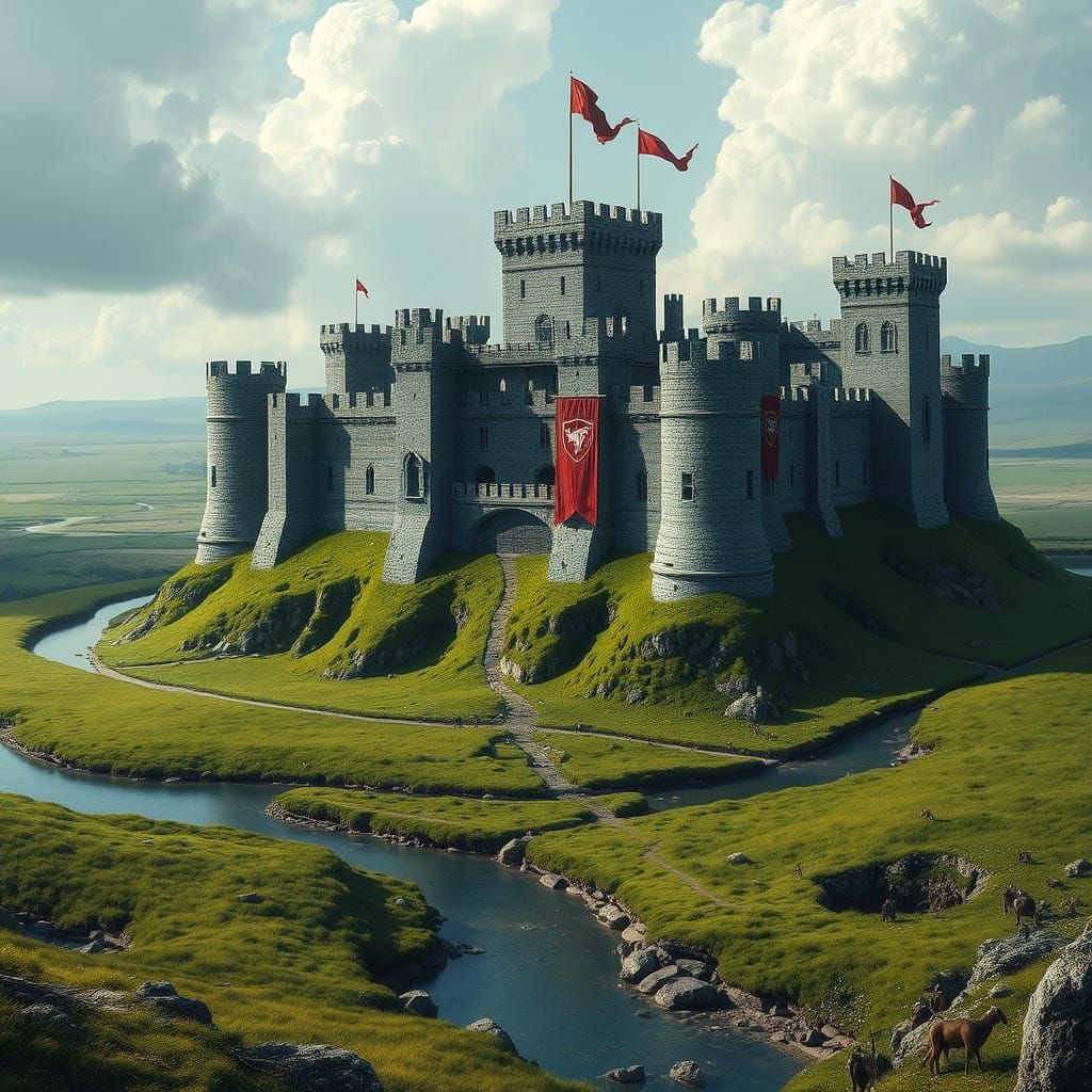Medieval Castle Under Siege in Game of Thrones Style