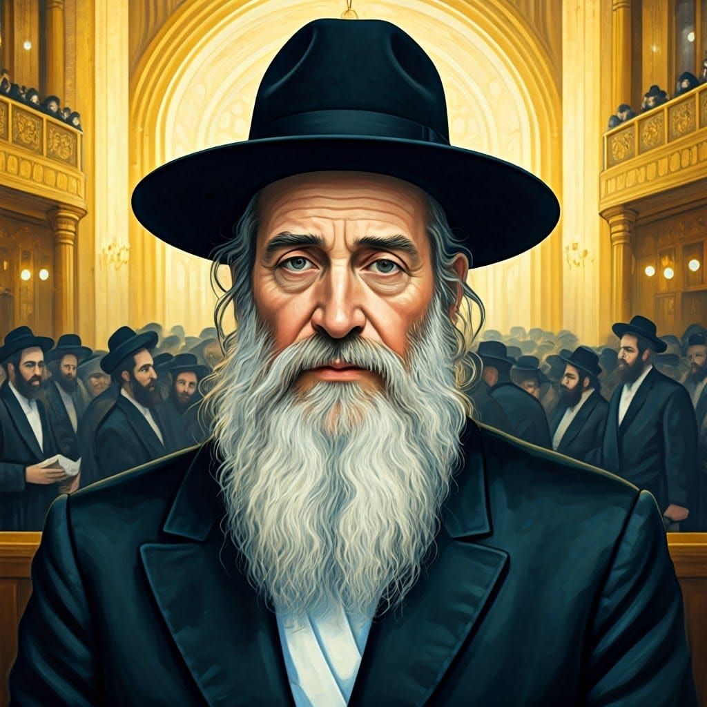 Hassidic Rabbi in Brooklyn, Expressive Painting Style