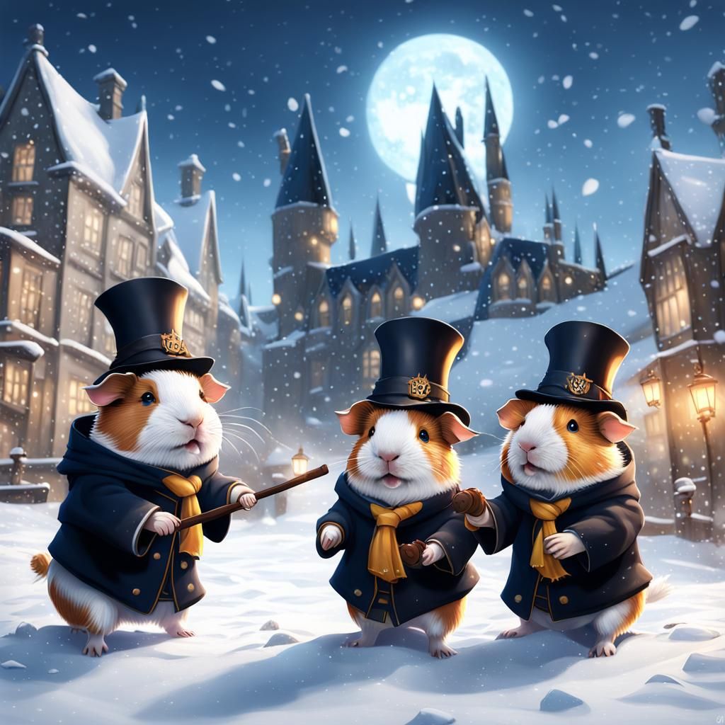 Guinea Pigs at Hogwarts: 3D Anime Art