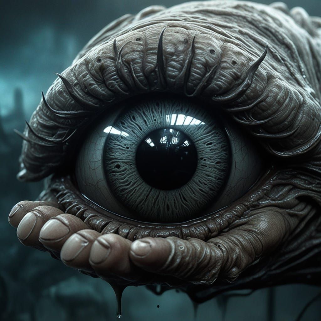 Grotesque, Undead Alien Hand Propels Toward Viewer with Flic...