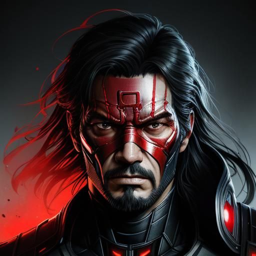 Red Punisher Kamen Rider Portrait in Hyperdetailed Style