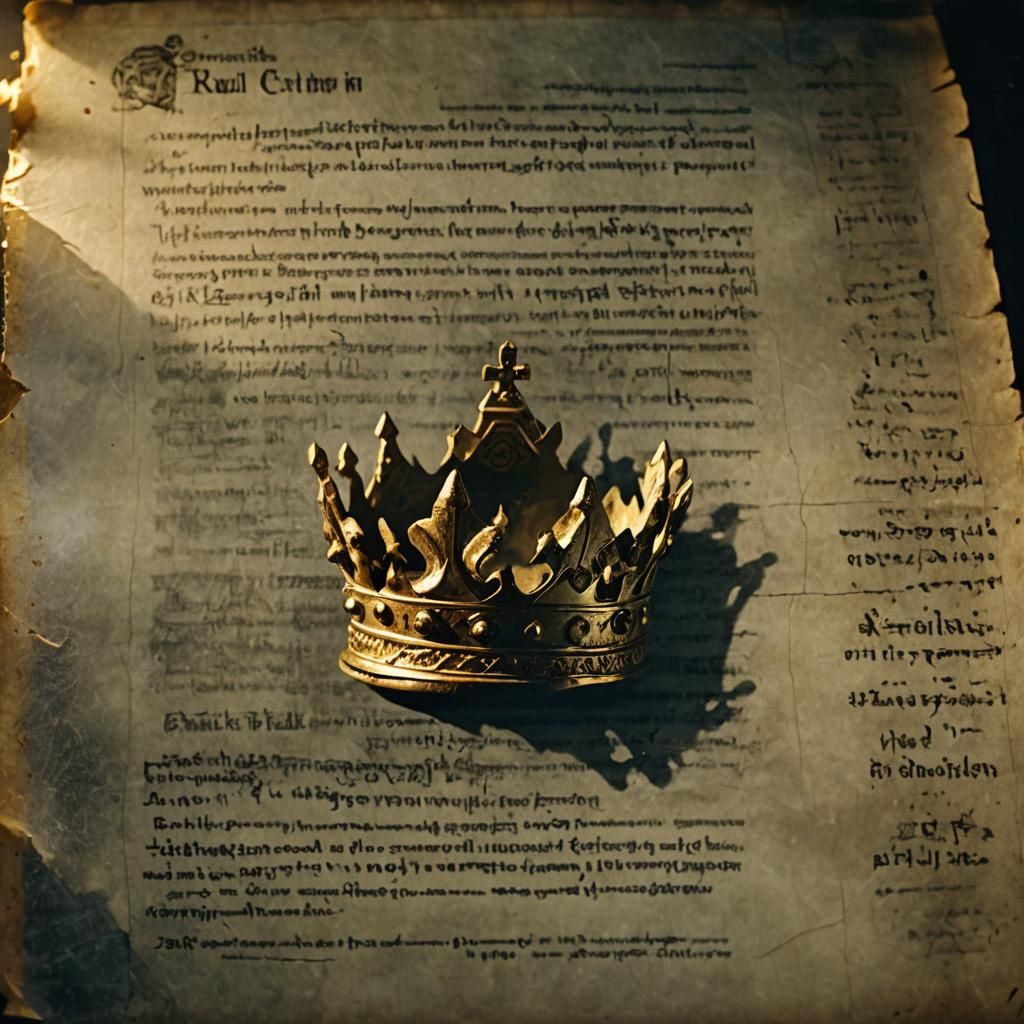 Golden Crown and Ancient Scroll in Film Still