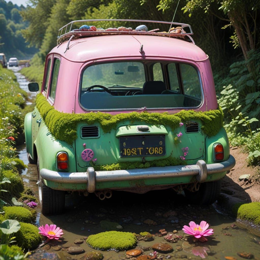 Surreal Underwater Hippie Cruises a Vibrant Pink Quartz in a...