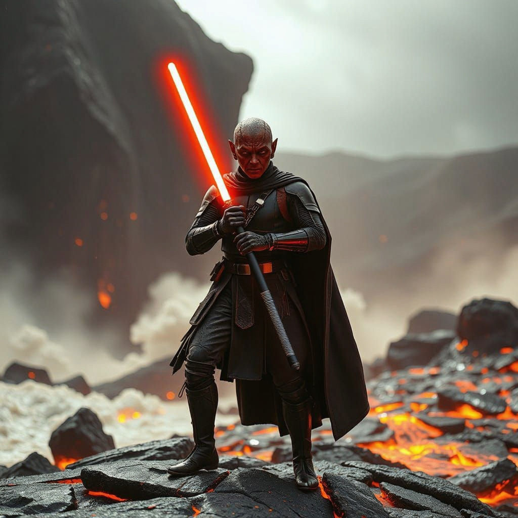 Sith Warrior on Lava Planet in Cinematic Style