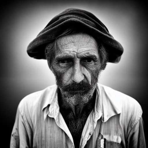 Man with Birds: Gritty Photorealistic Portrait