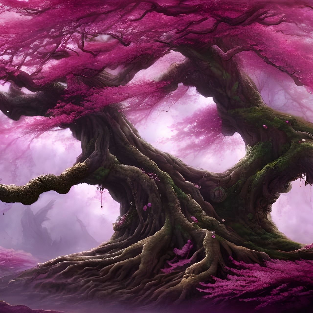 Cosmic Sakura World Tree Fantasy Art