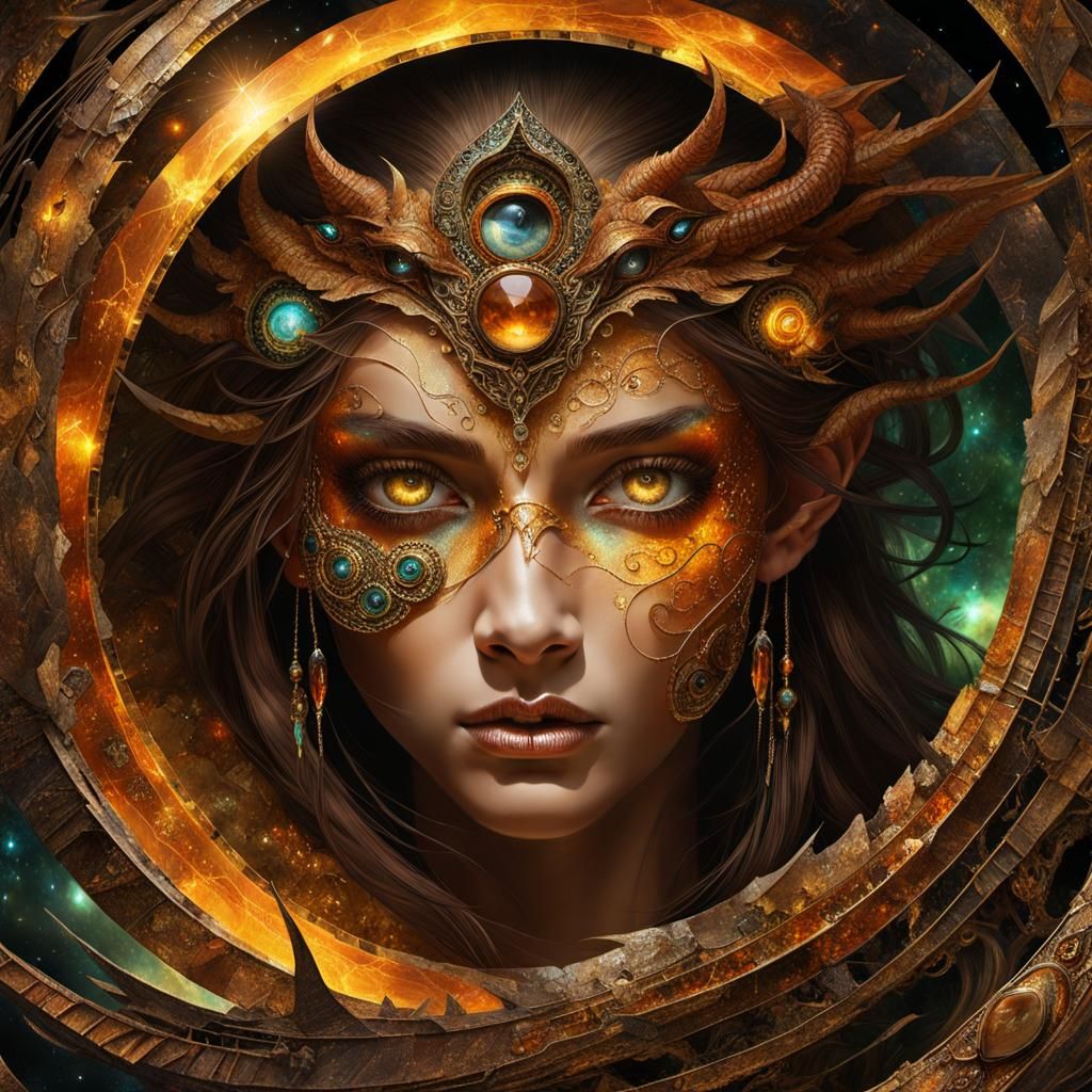 Elemental Earth Guardian in Fantasy Collage Art