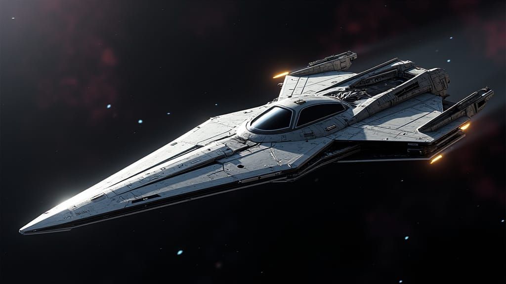 Sleek Metallic Stealth-Fighter in Deep Space