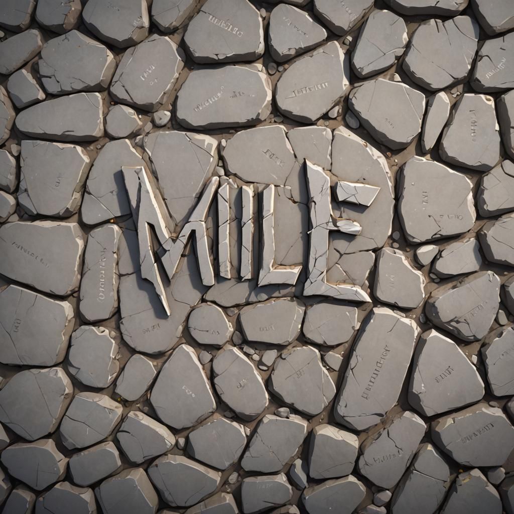 Anime Stone Carving with the Word Mile