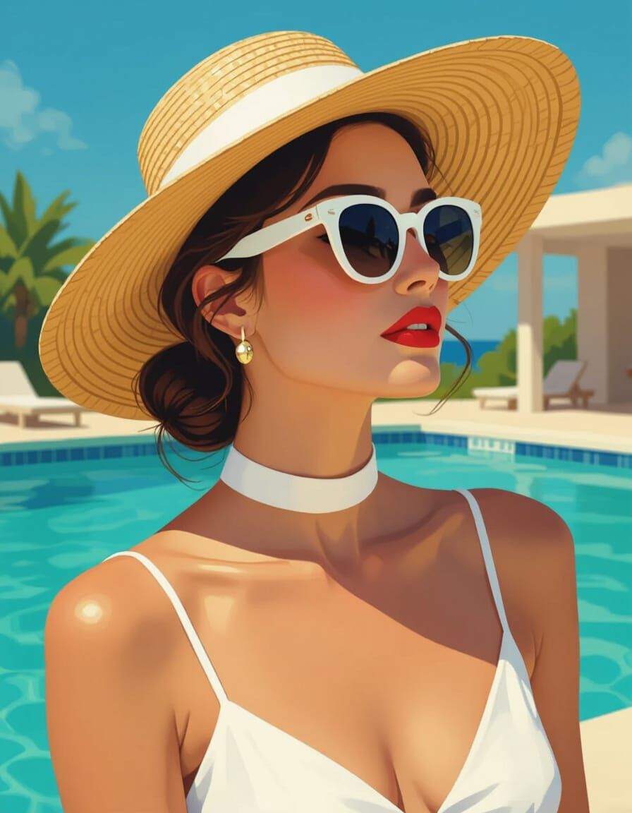 Woman in Straw Hat: Painterly Portrait