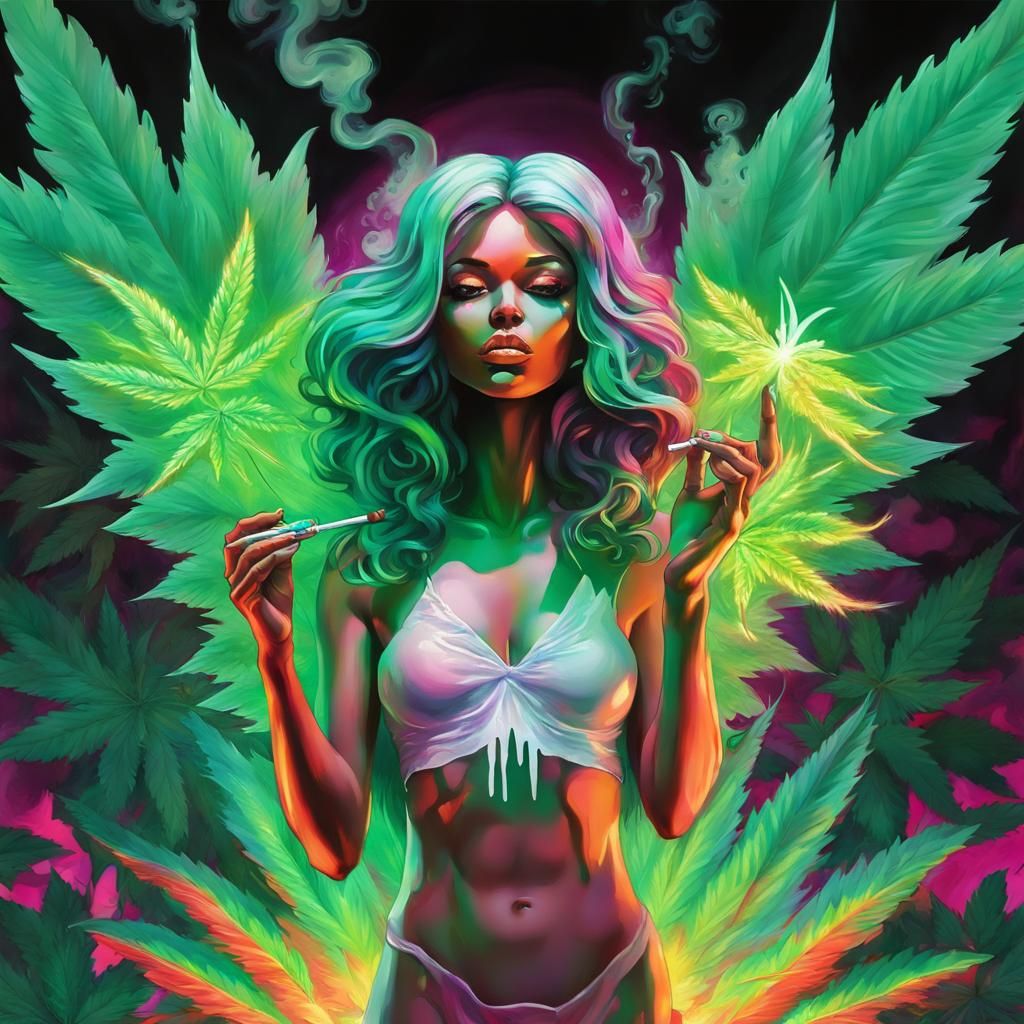 Angel Smoking Joint in Graffiti Street Art