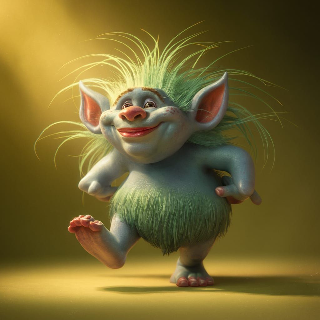 Whimsical Blue Troll with Spikes Illustration