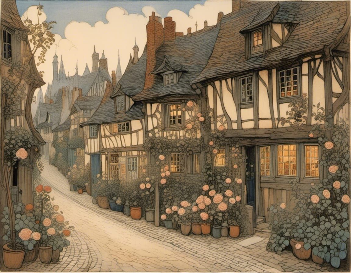 Enchanted Rose Alley at Dusk