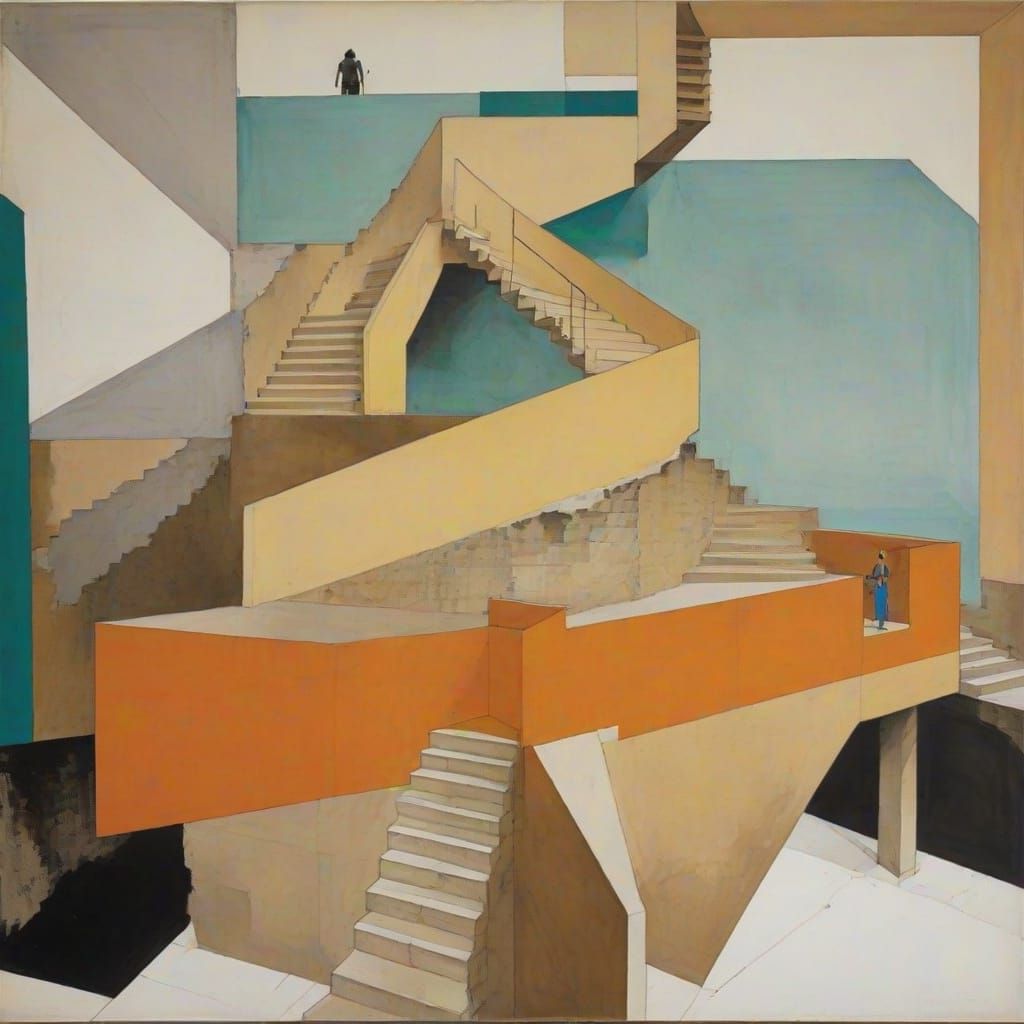 Surreal Stairs Amidst Great Wall Architecture