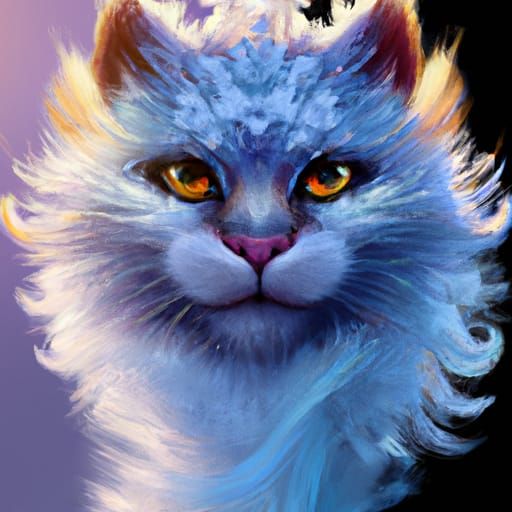 Snow Cat Portrait in Hyperdetailed Digital Art Style