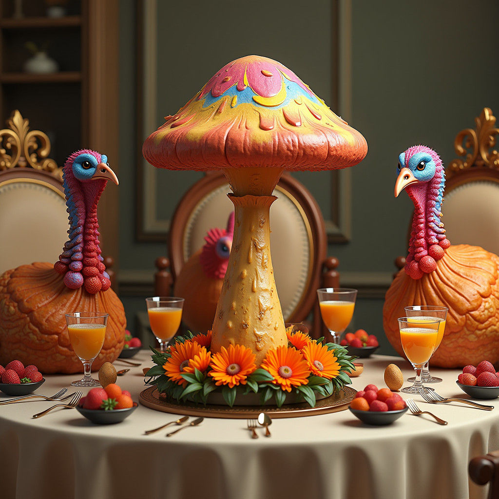Thanksgiving Turkeys Feast on Psychedelic Mushroom
