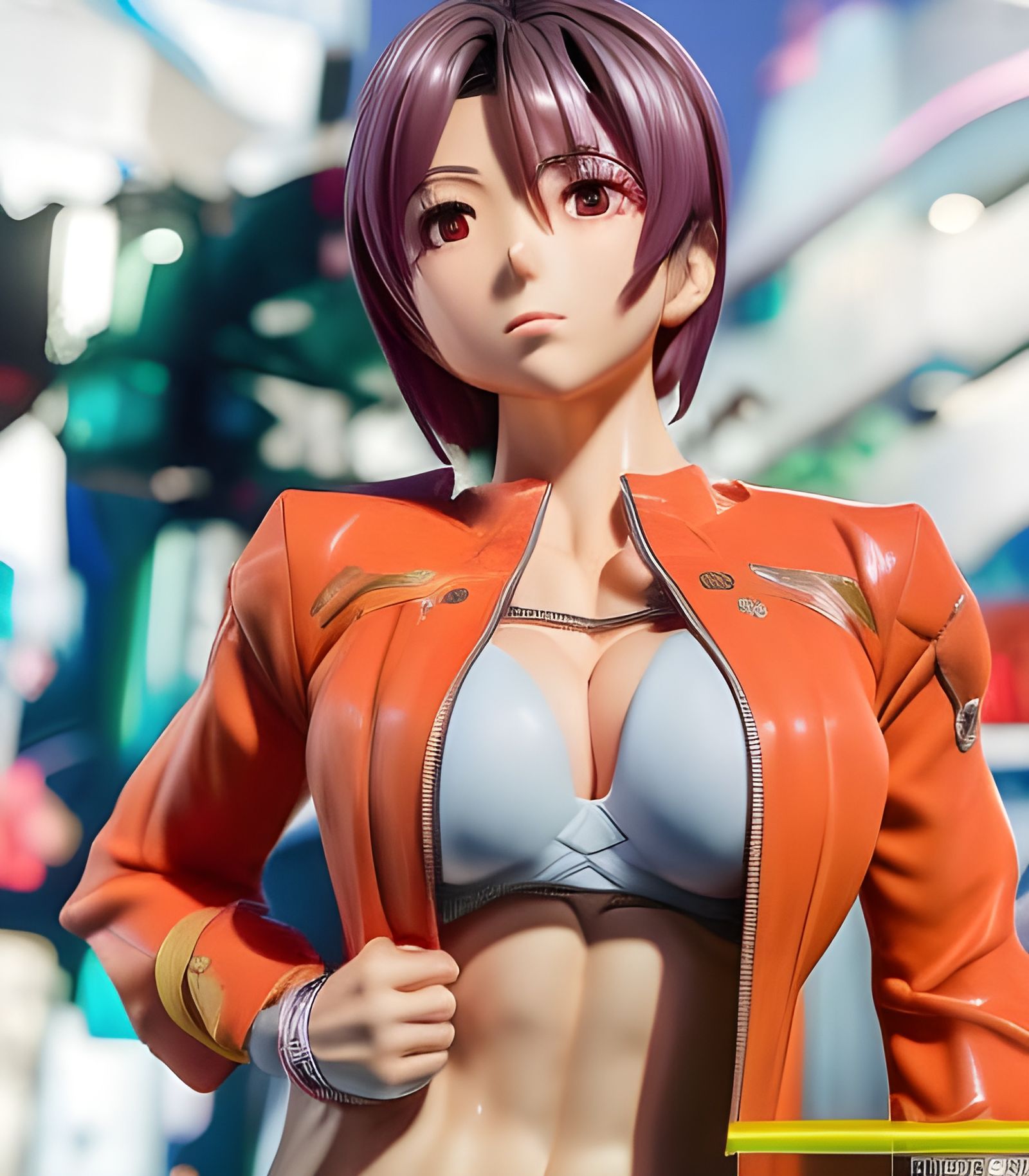 Anime Style Female Bodybuilder in Pink Bikini