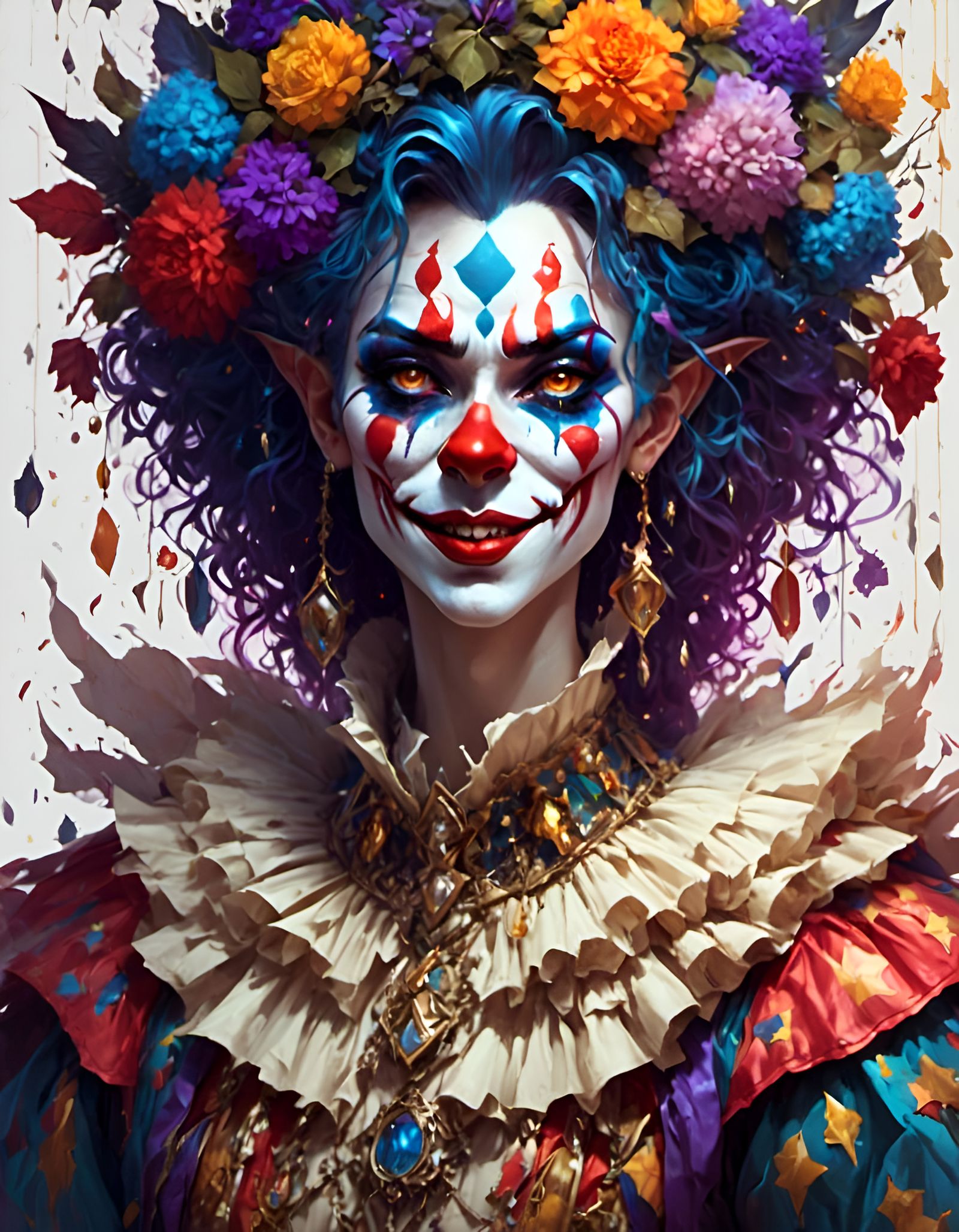A Wondrous Clown in Tetradic Colors