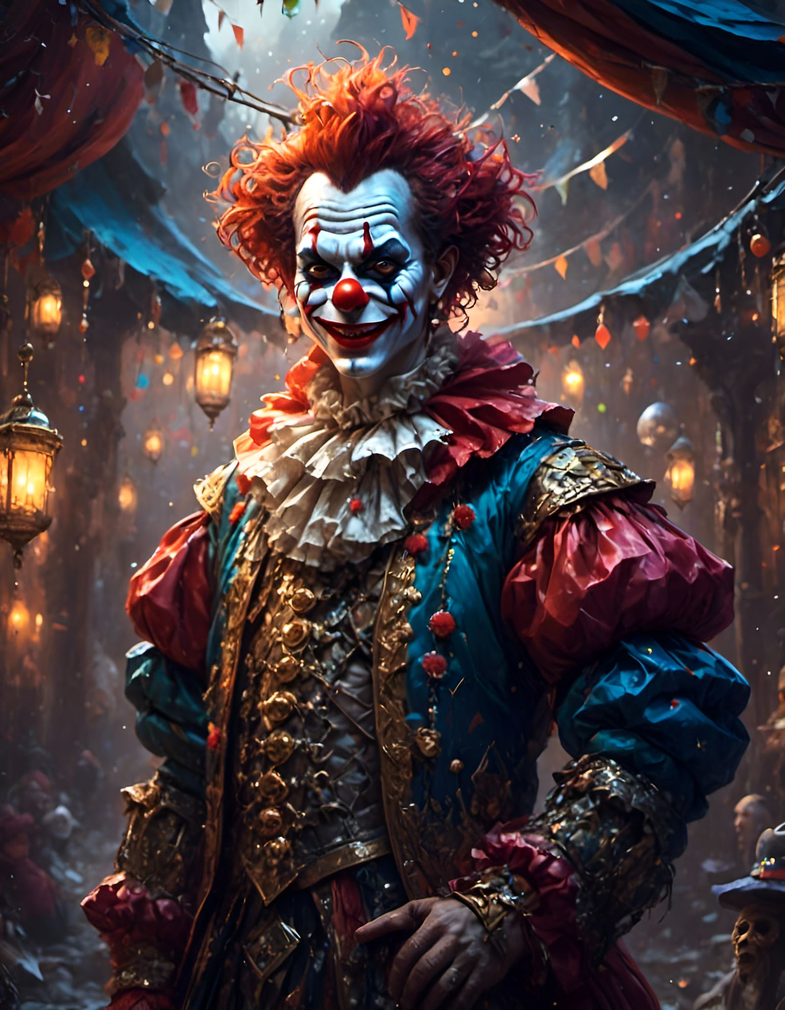 Wondrous Clown Portrait in Tetradic Colors