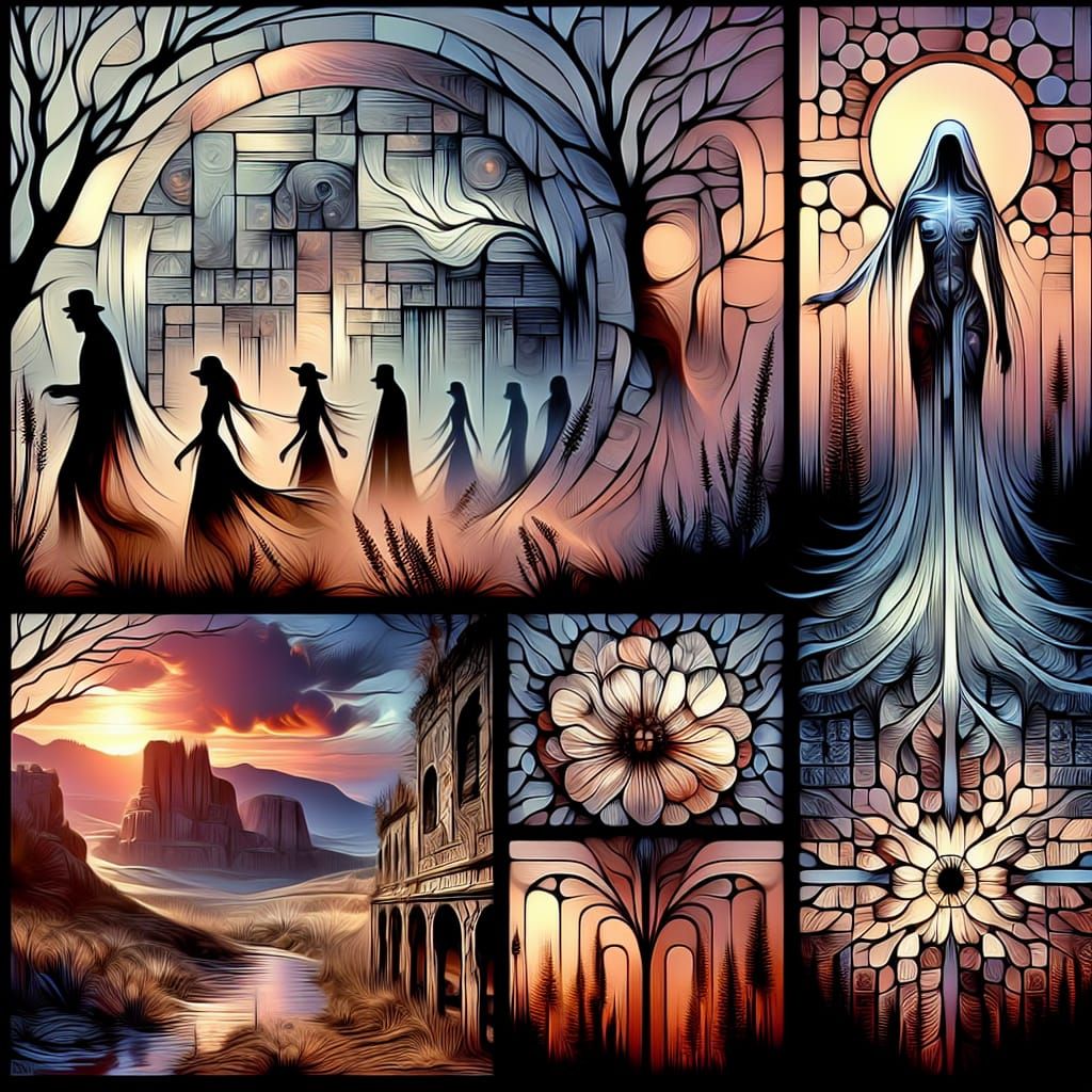 Haunting Transparent Souls in Golden Sunset Light