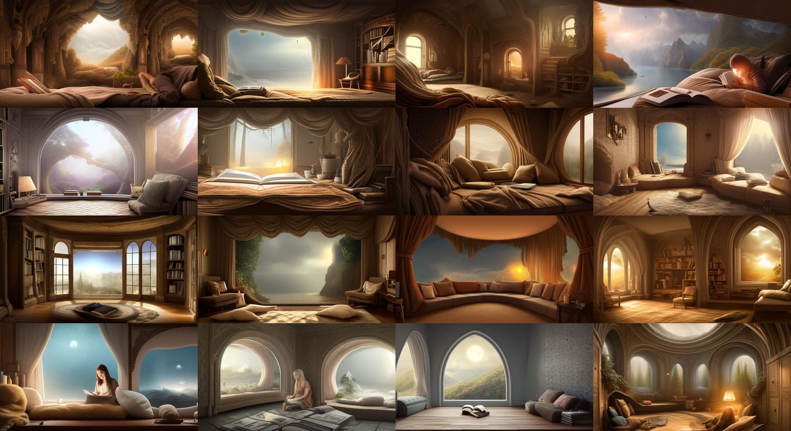 Intricate Cozy Reading Nook Digital Matte Painting