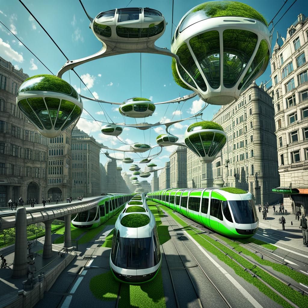 Futuristic Alien City with Organic Trams