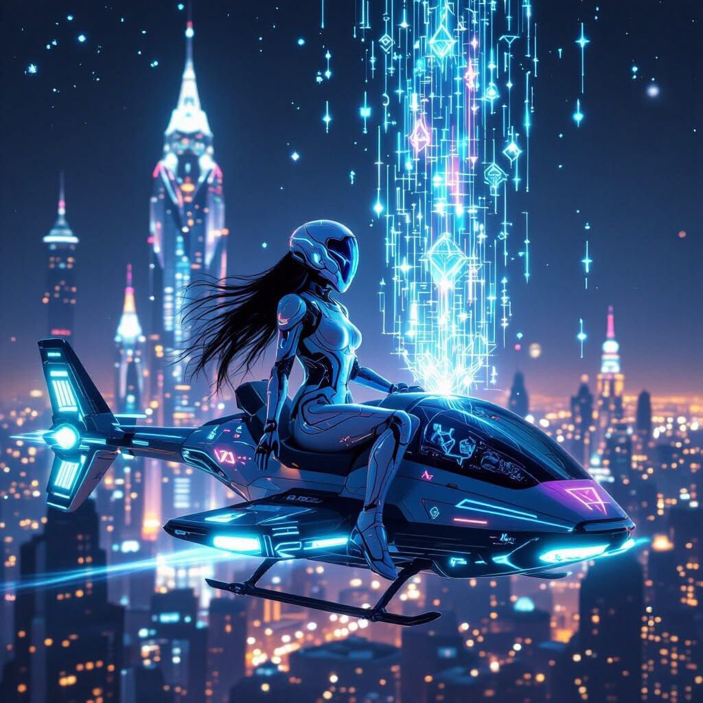 Futuristic Transmission Above Crystalline Echomorph City