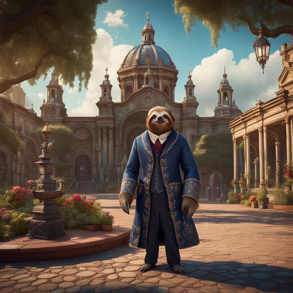 Victorian Sloth Sightseeing in Baroque Plaza