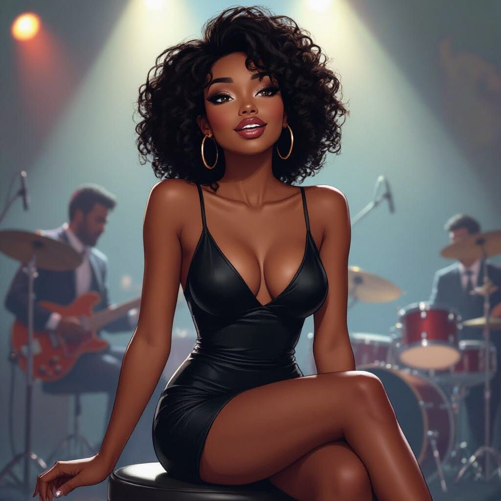 Black Woman Enjoys Live Music in a Small Room