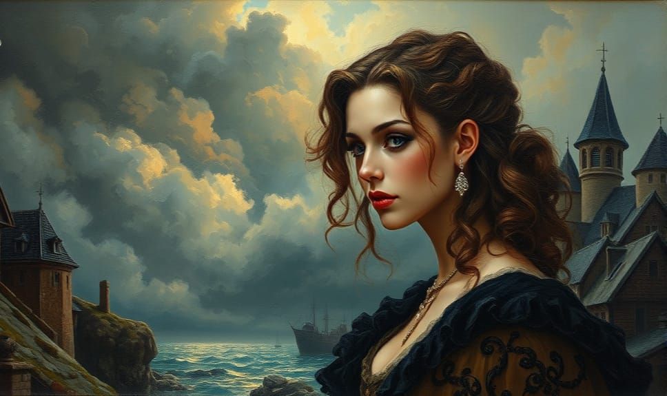 Lovecraftian Victorian Woman: Oil Painting by Gurney