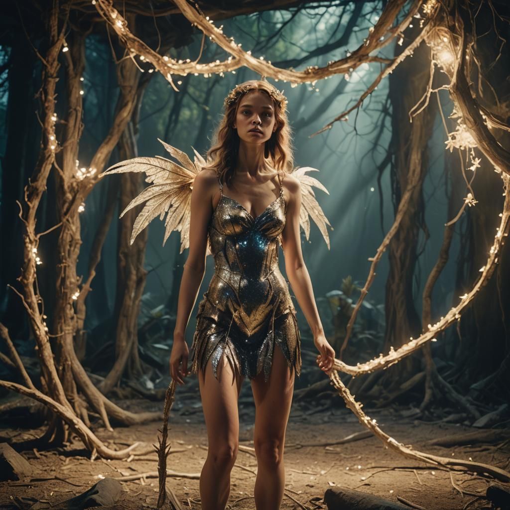 Nude Fairy Woman in Shimmering Dreamscape