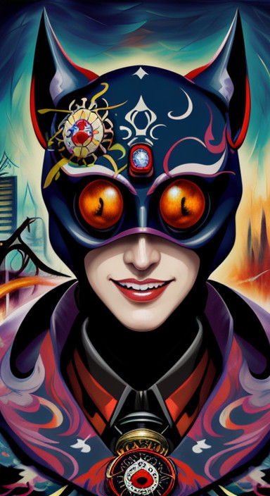 Ethereal Art Deco Samurai Batsuit Portrait