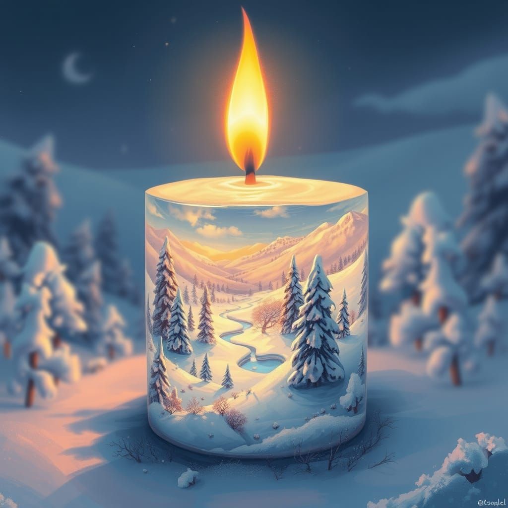 Winter Kingdom Illuminated Candle Scene