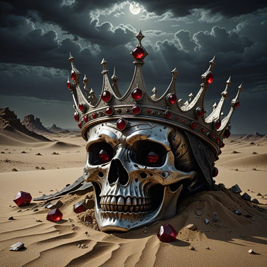 Surreal Desert Ruins: A Tarnished Crown and Broken Sword