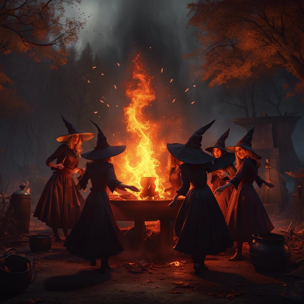 Witch Coven Dancing: Dark Fantasy Art
