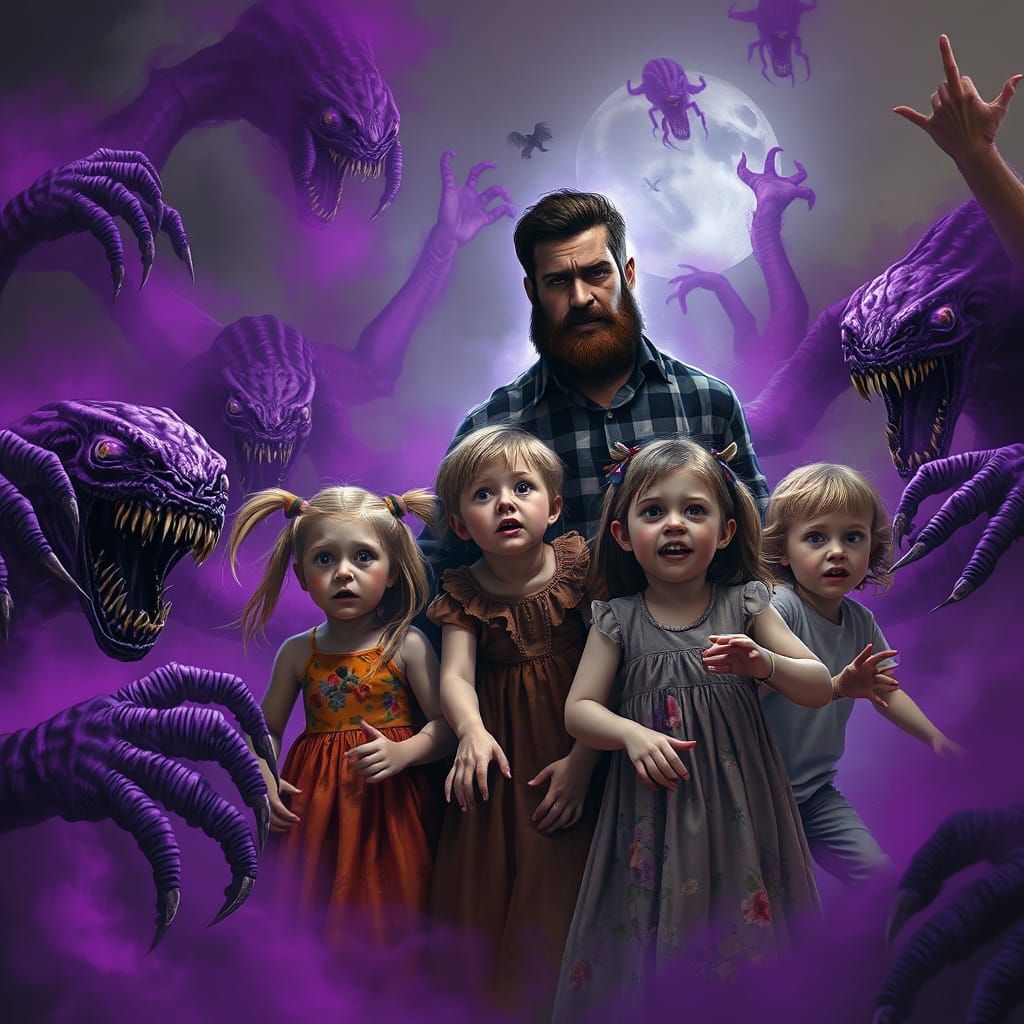 Terrifying Purple Monsters Attack Family in Dark Fog