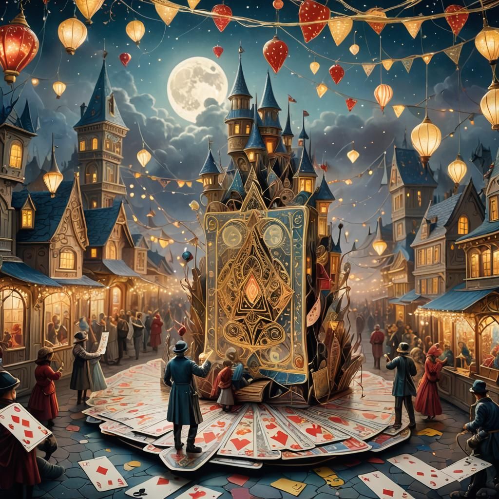 Surreal Pop Up Card Amusement Park in Fantasy Art Style