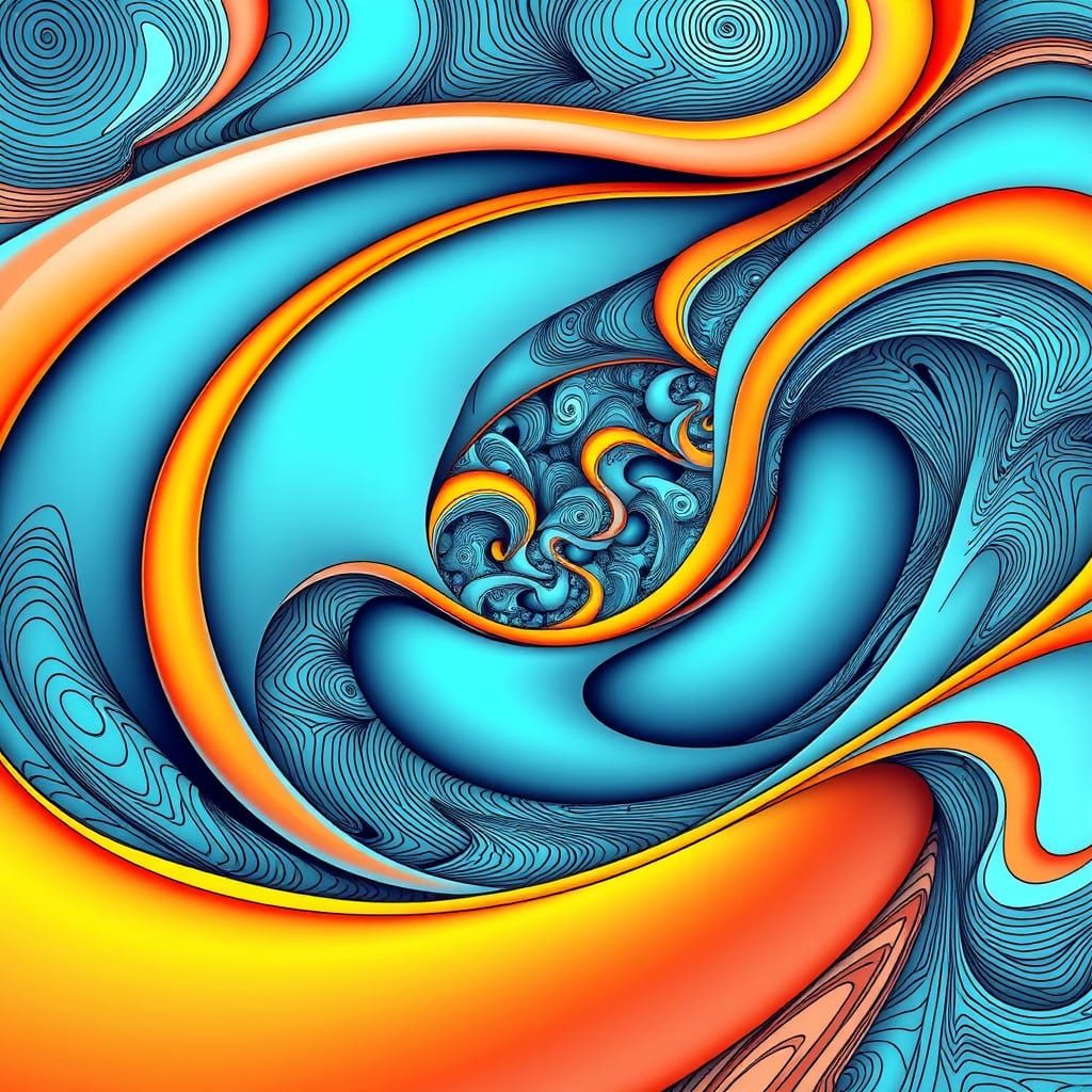 Vibrant Fractal Patterns in Meditative Line Art Style