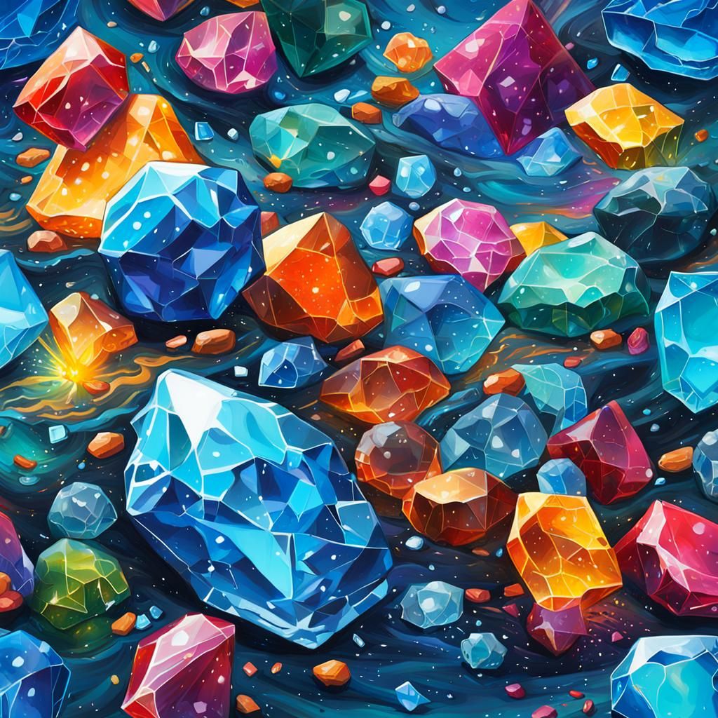 Gemstones in Blue Sea: Graffiti Art Splash